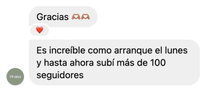 Mensaje de emprendedora con resultados